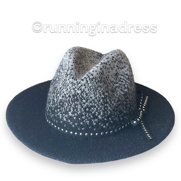 Callanan Millinery Wool Blend Ombre Fedora Hat Studded Safari Charcoal Black main image 13
